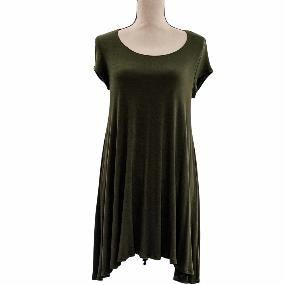 Poetry Solid Army Green Asymmetrical Sharbite Sho… - image 1